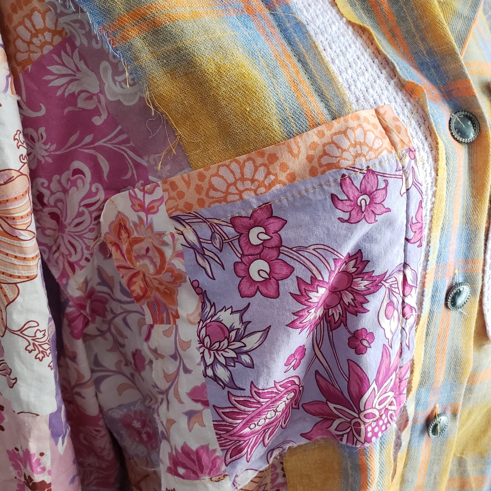 POL Multicolor Patchwork Plaid Shirt Size M - Picture 6 of 11